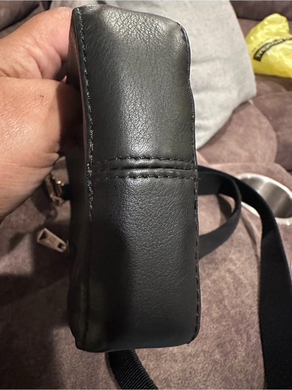 Paul Smith Black Leather Neck Pouch Bag with Multicolor Stripe